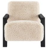  Coaster Furniture Fitzroy 907533 Faux Fur Upholstered Chair Solid Wood Arms - Latte IMAGE 6