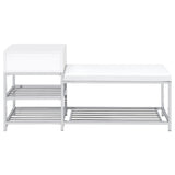  Coaster Furniture Siega 910223 1-Drawer Shoe Storage Entryway Bench - White High Gloss/Chrome IMAGE 2