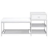  Coaster Furniture Siega 910223 1-Drawer Shoe Storage Entryway Bench - White High Gloss/Chrome IMAGE 3