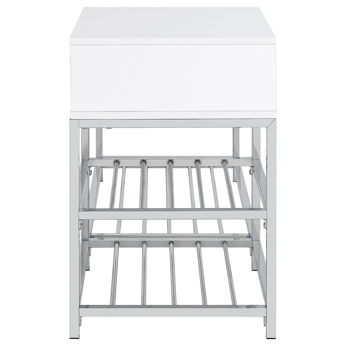  Coaster Furniture Siega 910223 1-Drawer Shoe Storage Entryway Bench - White High Gloss/Chrome IMAGE 4