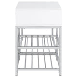  Coaster Furniture Siega 910223 1-Drawer Shoe Storage Entryway Bench - White High Gloss/Chrome IMAGE 4