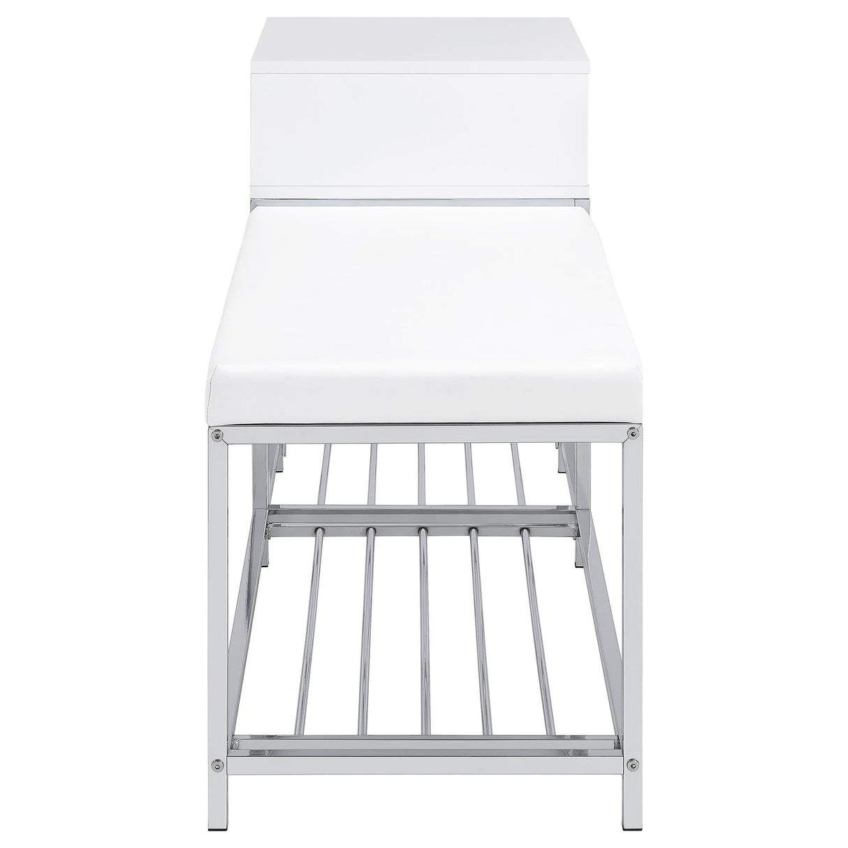  Coaster Furniture Siega 910223 1-Drawer Shoe Storage Entryway Bench - White High Gloss/Chrome IMAGE 5
