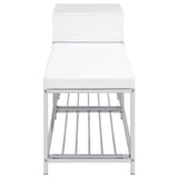  Coaster Furniture Siega 910223 1-Drawer Shoe Storage Entryway Bench - White High Gloss/Chrome IMAGE 5