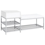  Coaster Furniture Siega 910223 1-Drawer Shoe Storage Entryway Bench - White High Gloss/Chrome IMAGE 7