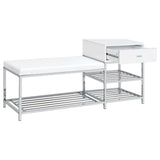 Coaster Furniture Siega 910223 1-Drawer Shoe Storage Entryway Bench - White High Gloss/Chrome IMAGE 8