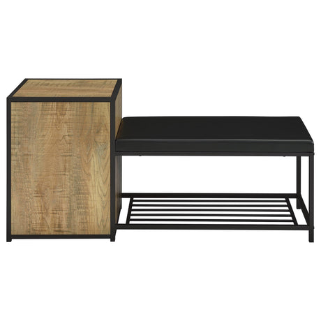  Coaster Furniture Martino 910224 Shoe Storage Entryway Bench with Cabinet - Mango/Black IMAGE 3