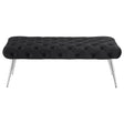  Coaster Furniture Ella 910333 Upholstered Tufted Bench Stainless Steel Legs - Black IMAGE 1