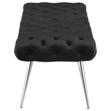  Coaster Furniture Ella 910333 Upholstered Tufted Bench Stainless Steel Legs - Black IMAGE 4