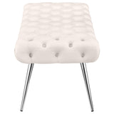  Coaster Furniture Ella 910334 Upholstered Tufted Bench Stainless Steel Legs - Ivory IMAGE 3