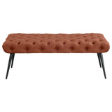  Coaster Furniture Ella 910335 Upholstered Tufted Bench Metal Legs - Rust IMAGE 2