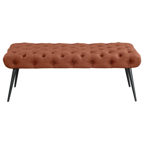  Coaster Furniture Ella 910335 Upholstered Tufted Bench Metal Legs - Rust IMAGE 2