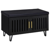 Coaster Furniture Brixton 915152 2-door Padded Entryway Shoe Storage Bench - Black IMAGE 1