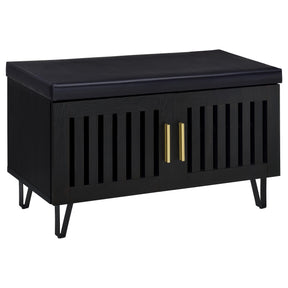  Coaster Furniture Brixton 915152 2-door Padded Entryway Shoe Storage Bench - Black IMAGE 1