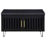  Coaster Furniture Brixton 915152 2-door Padded Entryway Shoe Storage Bench - Black IMAGE 2