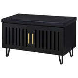  Coaster Furniture Brixton 915152 2-door Padded Entryway Shoe Storage Bench - Black IMAGE 3