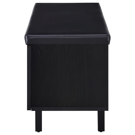  Coaster Furniture Brixton 915152 2-door Padded Entryway Shoe Storage Bench - Black IMAGE 5