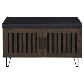  Coaster Furniture Brixton 915153 2-door Padded Entryway Shoe Storage Bench - Smoked Oak IMAGE 1