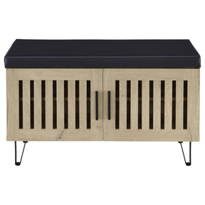  Coaster Furniture Brixton 915154 2-door Padded Entryway Shoe Storage Bench - White Oak IMAGE 1