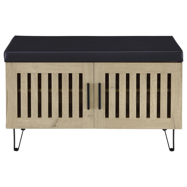  Coaster Furniture Brixton 915154 2-door Padded Entryway Shoe Storage Bench - White Oak IMAGE 1