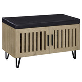  Coaster Furniture Brixton 915154 2-door Padded Entryway Shoe Storage Bench - White Oak IMAGE 3