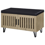  Coaster Furniture Brixton 915154 2-door Padded Entryway Shoe Storage Bench - White Oak IMAGE 4