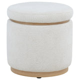  Coaster Furniture Remuda 915423 Boucle Upholstered Round Storage Ottoman - Ivory IMAGE 1