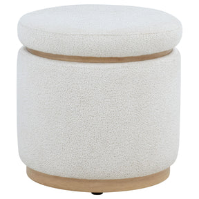  Coaster Furniture Remuda 915423 Boucle Upholstered Round Storage Ottoman - Ivory IMAGE 1