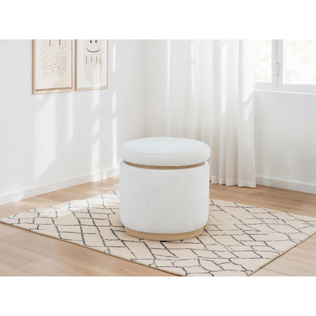  Coaster Furniture Remuda 915423 Boucle Upholstered Round Storage Ottoman - Ivory IMAGE 4