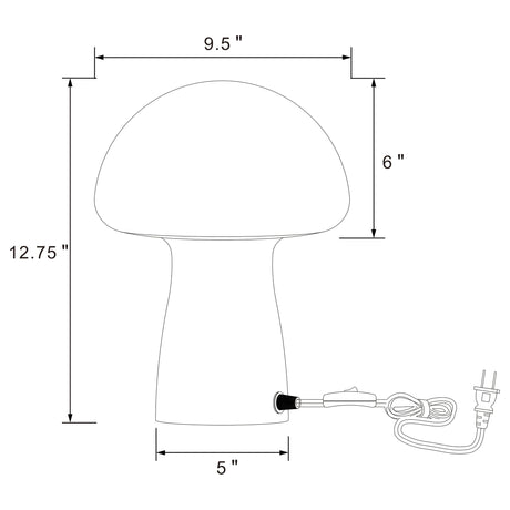 Coaster Furniture Kanaby 920249 Mushroom Shaped Glass Bedside Table Lamp - White IMAGE 4