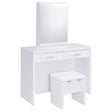  Coaster Furniture Bunbury 930280 Makeup Vanity Table Set Storage Mirror and Stool - White IMAGE 1