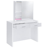  Coaster Furniture Bunbury 930280 Makeup Vanity Table Set Storage Mirror and Stool - White IMAGE 15
