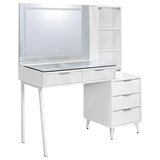 Coaster Furniture Souza 930282 5-Drawer Makeup Vanity Table With LED Mirror - White High Gloss IMAGE 1