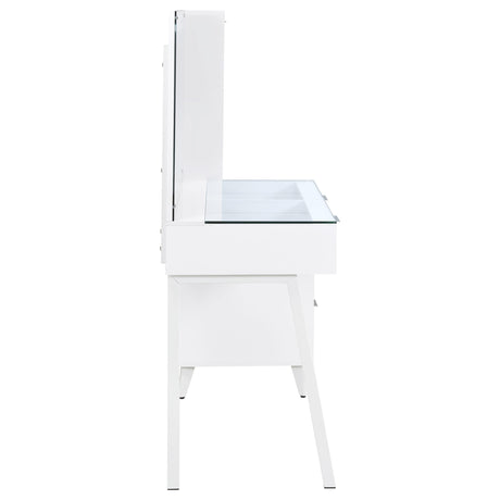  Coaster Furniture Souza 930282 5-Drawer Makeup Vanity Table With LED Mirror - White High Gloss IMAGE 2