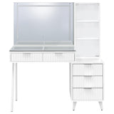  Coaster Furniture Souza 930282 5-Drawer Makeup Vanity Table With LED Mirror - White High Gloss IMAGE 3