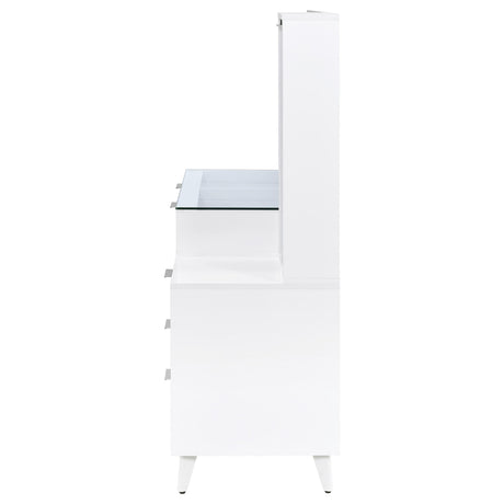  Coaster Furniture Souza 930282 5-Drawer Makeup Vanity Table With LED Mirror - White High Gloss IMAGE 4