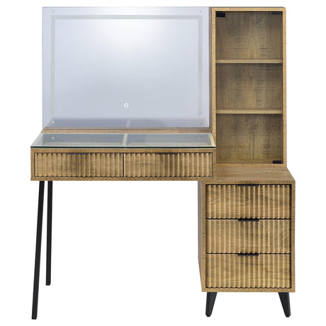  Coaster Furniture Souza 930283 5-Drawer Makeup Vanity Table With LED Mirror - Mango IMAGE 2