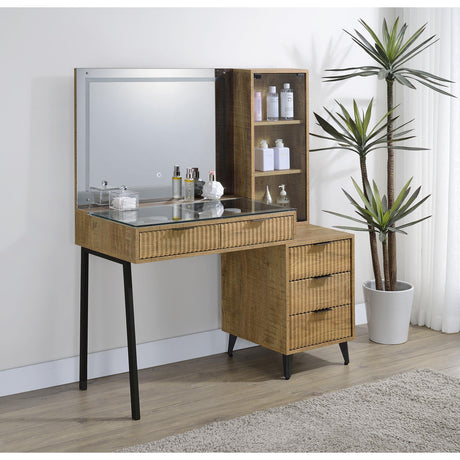 Coaster Furniture Souza 930283 5-Drawer Makeup Vanity Table With LED Mirror - Mango IMAGE 5
