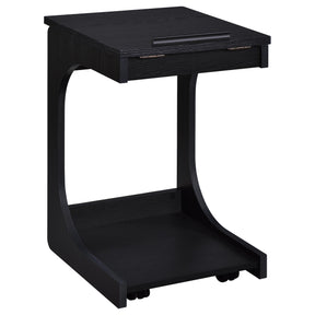  Coaster Furniture Ralston 930290 C-Shaped Lift-Top Sofa Side Table With Casters - Black IMAGE 1