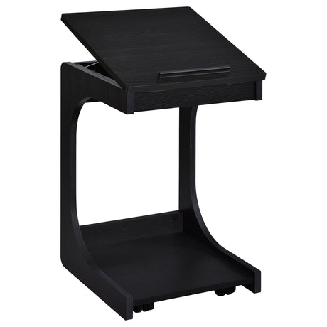  Coaster Furniture Ralston 930290 C-Shaped Lift-Top Sofa Side Table With Casters - Black IMAGE 10
