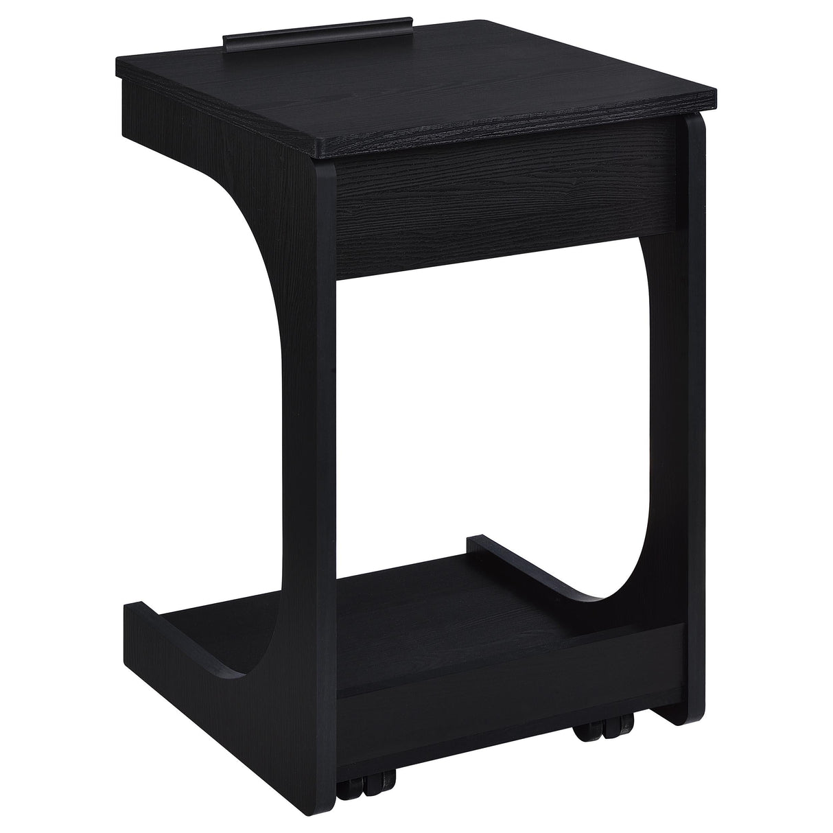  Coaster Furniture Ralston 930290 C-Shaped Lift-Top Sofa Side Table With Casters - Black IMAGE 3