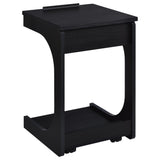  Coaster Furniture Ralston 930290 C-Shaped Lift-Top Sofa Side Table With Casters - Black IMAGE 3