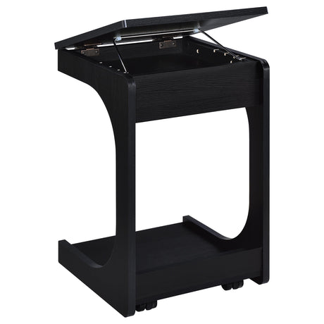  Coaster Furniture Ralston 930290 C-Shaped Lift-Top Sofa Side Table With Casters - Black IMAGE 6
