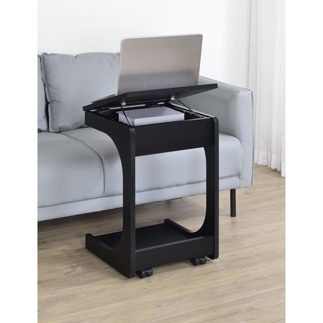  Coaster Furniture Ralston 930290 C-Shaped Lift-Top Sofa Side Table With Casters - Black IMAGE 8