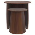  Coaster Furniture Yency 930330 2-piece Round Mango Wood Nesting Table Set - Dark Brown Mango IMAGE 1