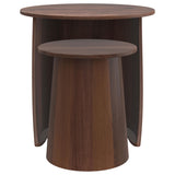  Coaster Furniture Yency 930330 2-piece Round Mango Wood Nesting Table Set - Dark Brown Mango IMAGE 1