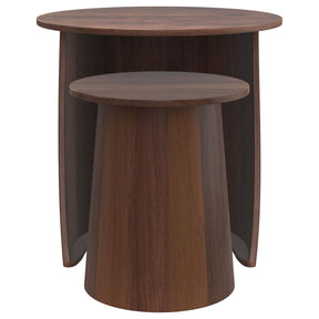  Coaster Furniture Yency 930330 2-piece Round Mango Wood Nesting Table Set - Dark Brown Mango IMAGE 1
