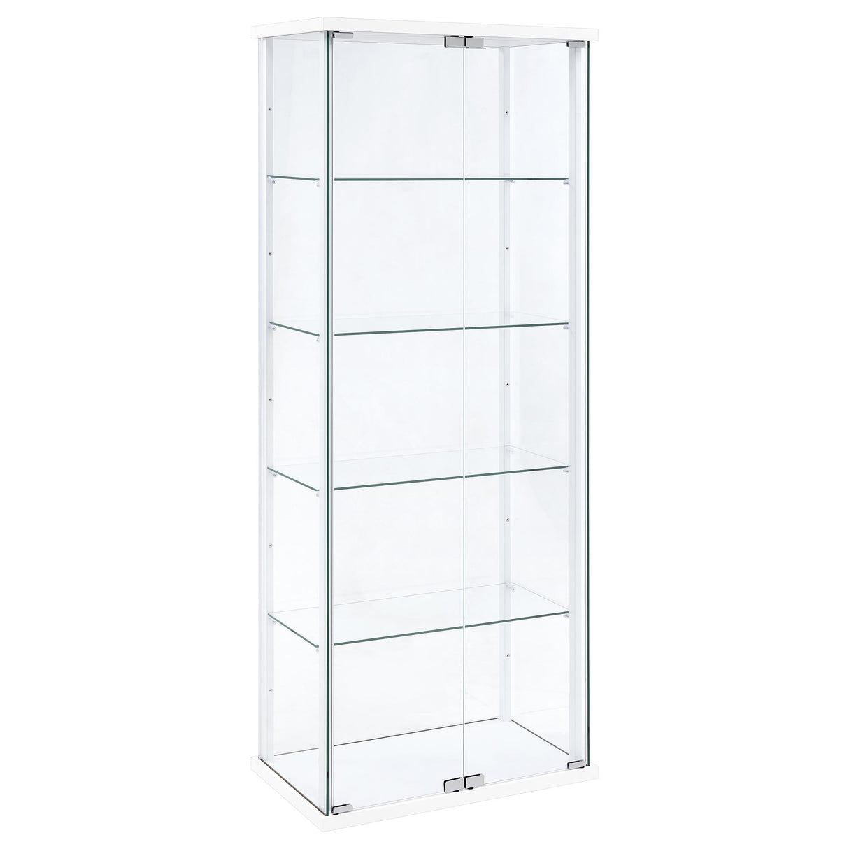  Coaster Furniture Delphinium 950170WHT 4-Shelf Clear Glass Curio Display Cabinet - White IMAGE 1