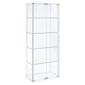  Coaster Furniture Delphinium 950170WHT 4-Shelf Clear Glass Curio Display Cabinet - White IMAGE 1