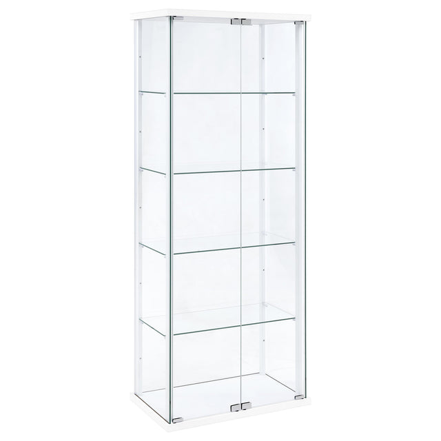  Coaster Furniture Delphinium 950170WHT 4-Shelf Clear Glass Curio Display Cabinet - White IMAGE 1