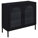  Coaster Furniture Jess 950420 2-door Arched Fluted Glass Accent Cabinet - Black IMAGE 2